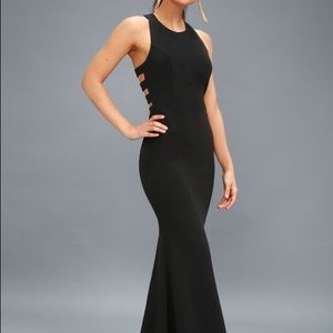 LULU POWER OF WOW BLACK BACKLESS MAXI DRESS
